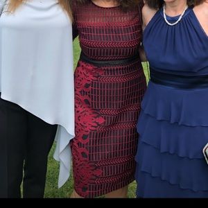 Guess black and red midi cocktail dress